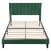Full size Modern Green Velvet Upholstered Platform Bed with Headboard