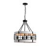 Modern American luxury chandelier E26 white wooden retro round chandelier 6 bulbs, without bulbs