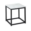 White Marble Print End Table/Side Table/Night Stand, Upgrade Version with Metal Frame Box